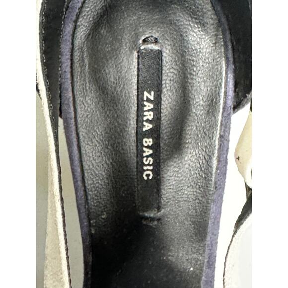 Zara Color Block Suede Stiletto Sandals Blue White Orange Open Toe Sexy 40 (9.5) - Picture 2 of 9